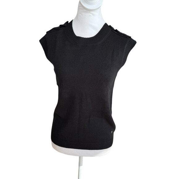 Chanel Black Wool Silk Cashmere Sweater Vest Logo Sz 36 S - Picture 4 of 13